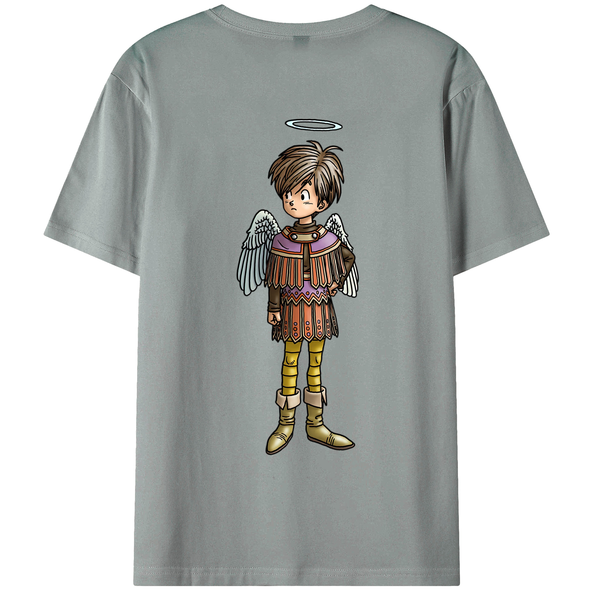 （画像用） ドラゴンクエスト Doragon Kuesuto Dragon Quest 綿100％ メンズ半袖Tシャツ（バックプリント） 通気性
